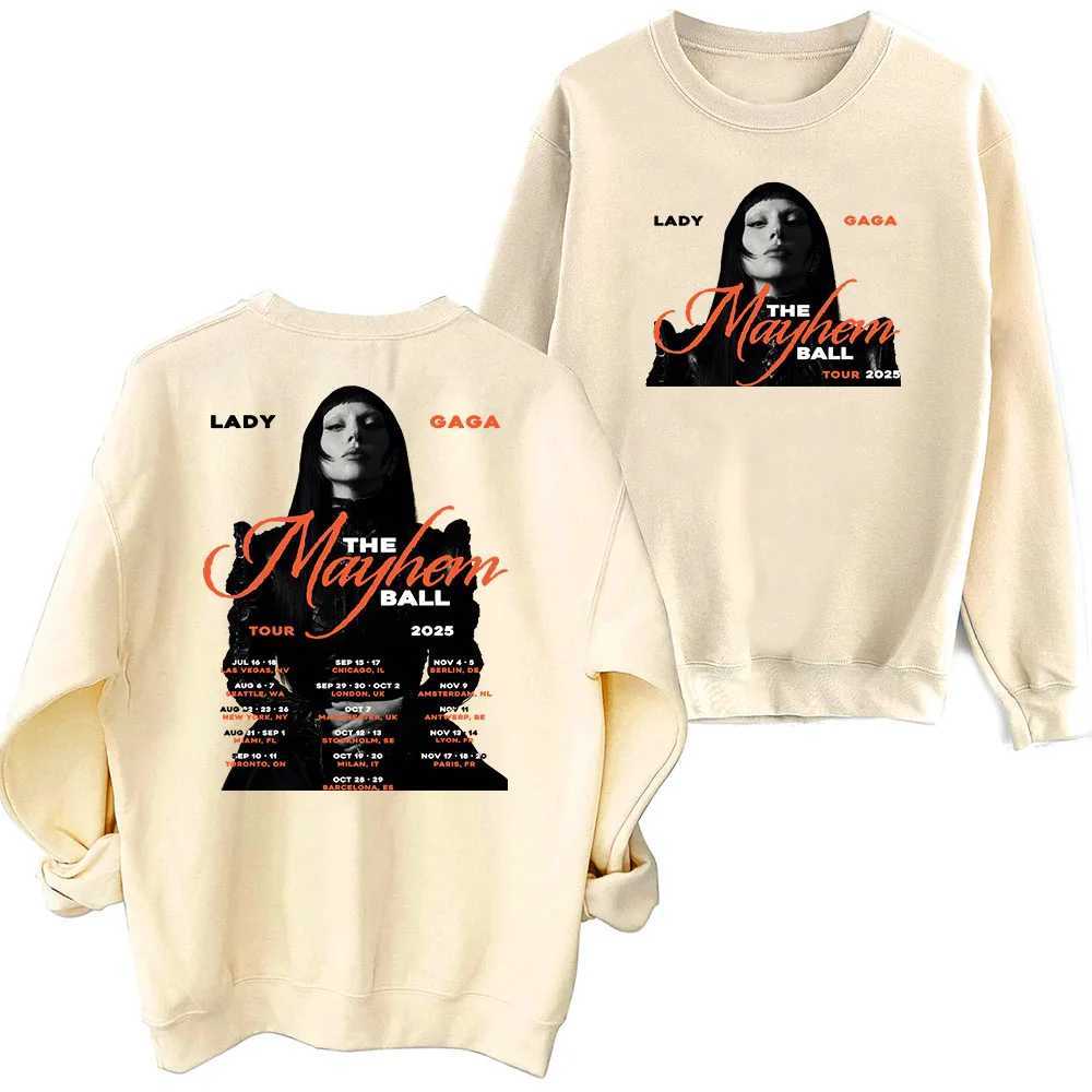 2025 Womens GAGA Chaos Ball Tour Sweatshirt Harajuku Round Neck Long Slve Super Large Hoodie X250421 L2510182KS3