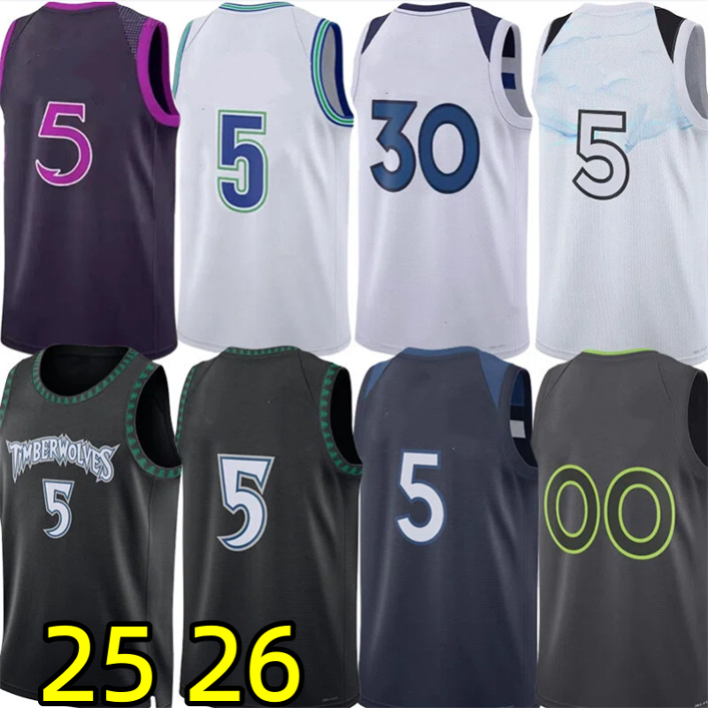 Anthony Edwards Basketball Jerseys MIN Timberwolven Naz Reid Donte DiVincenzo Julius Randle Jaden McDaniels Rudyy Gobert Conley Jaylen Clark Dillingha