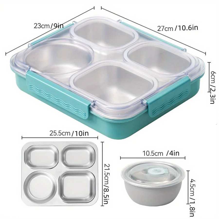 Stainless steel lunch box for adults leak proof 4 compartments 1200ML reusable food container microwave safeM251121