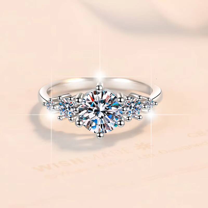 Fine Jewel GRA Certified VVs1 Diamond Moissanite High Quality Claw Set 925 Sterling Silver Ring of Ladies for Wedding Engagement