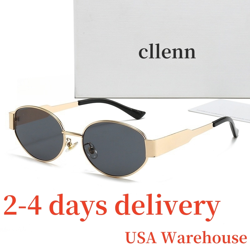Sunglasses For Women Oval Frame Designer Sunglasses 42235 Women Metal Mirror Legs Green Lens Sunglasses Retro Small Round Frame Sexy Little Women Glasses With Box