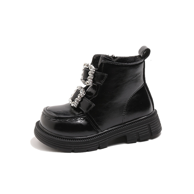 Winter luminous shoes, Rheinstone new styles, fashionable trendy shoes, short boots, thick soled wool lined leather boots, casual children's shoe