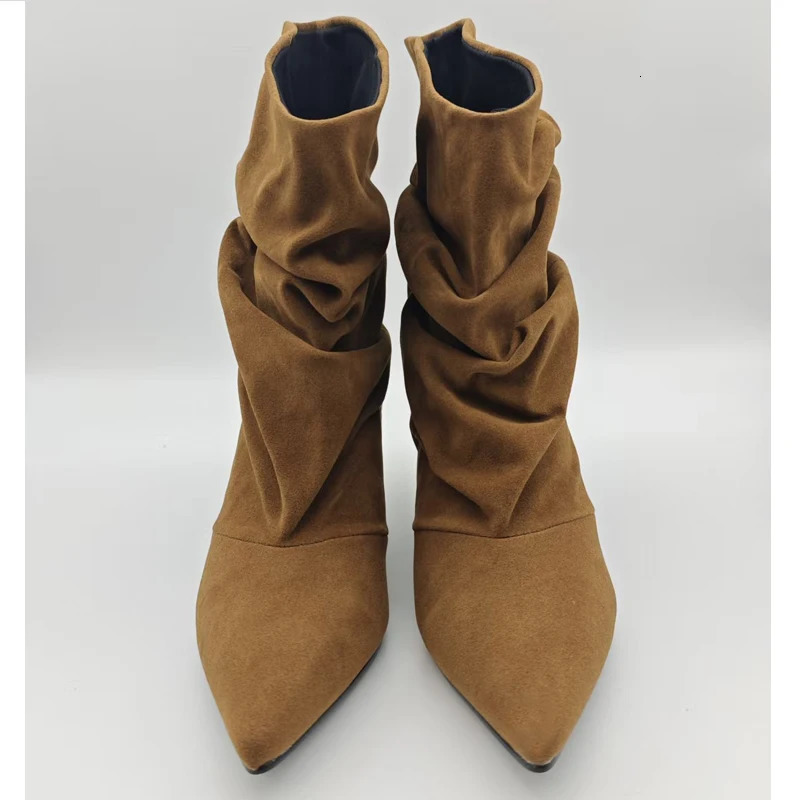 Eilyken Winter Pointed Toe Ankle Boots Women Pleated Short Female Retro Elegant ner Femmes Botas De Mujer 251121