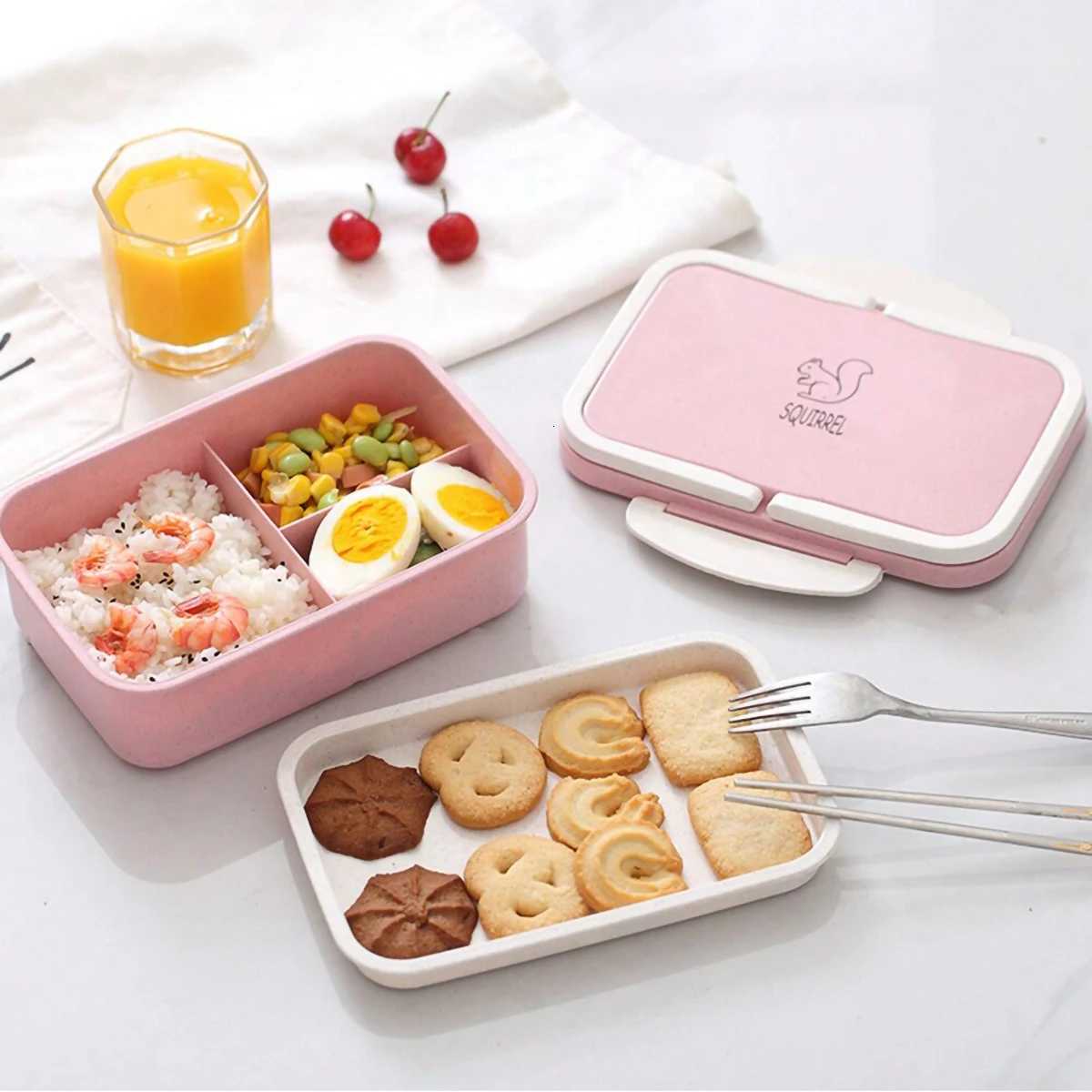 1pc-Microwave lunch box wheat straw bento box plastic food container kitchen accessoriesM251121
