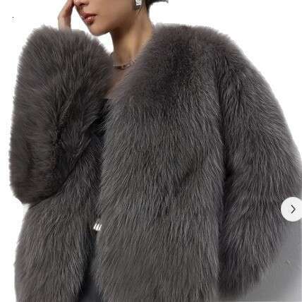 American Style Short European and VNeck Faux Fashion Fox Fur Coat Fluffy Plush Women's Clothing