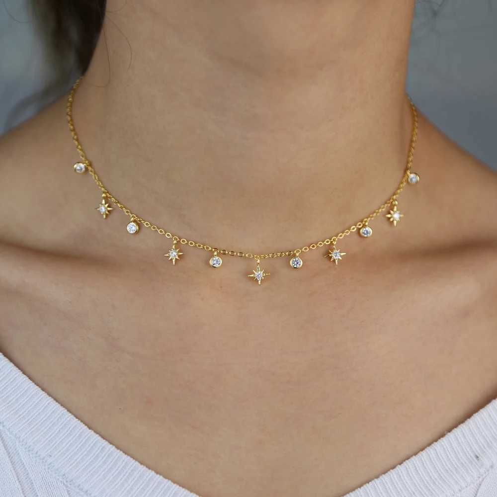 promotion cz star charm choker necklace gold silver color 2020 new hot wholesale trendy women jewelryXJ251121