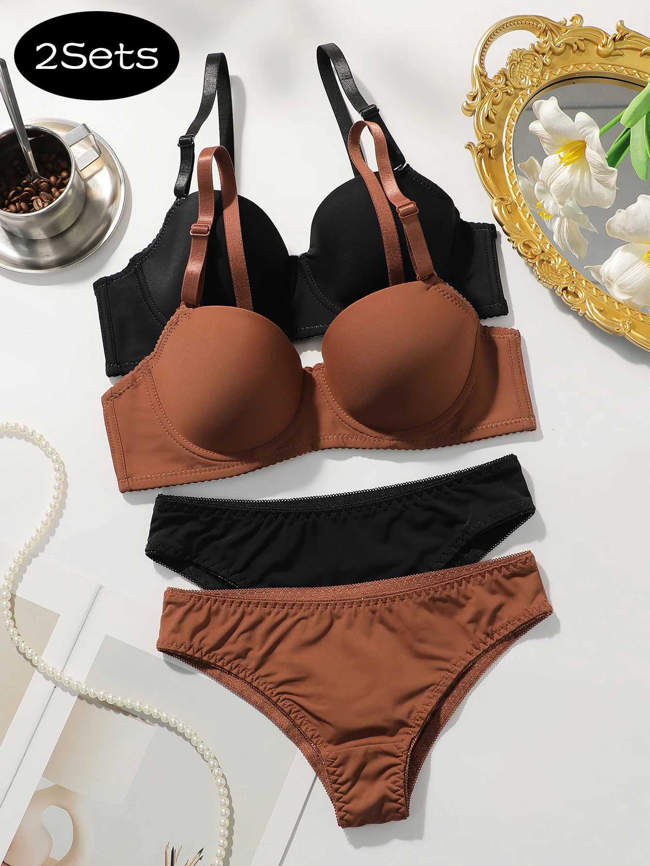 2 Pack Womens Seamless Bras Set Comfortable Underwire Push Up Bra Panties Lingerie Set Comfortable Sexy Intimates ViomishaXJ251106