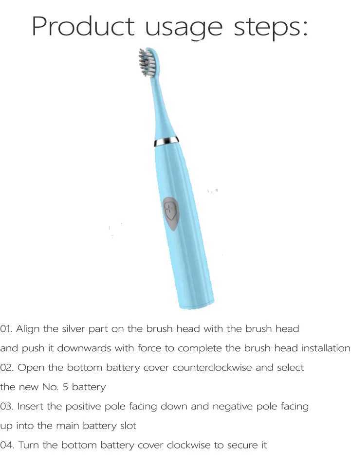 2026 Adult Electric Toothbrush for home use or travel Brush head colors are random Battery modelBatteries not includ C251121