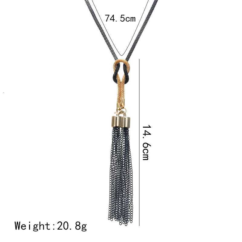 New Arrival Female Pendant Necklace Tassel Long Winter Sweater Chain Necklace Women Necklaces Black Jewelry Wholesale GiftXJ251121