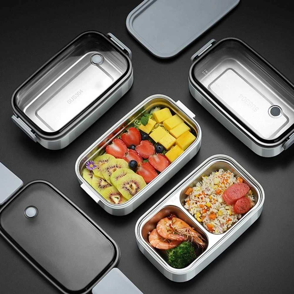 304 Stainless Steel Insulated Lunch Box Portable Microwave Food Containers for Workers Student Picnic White Bento Box 1/2 LaM251121