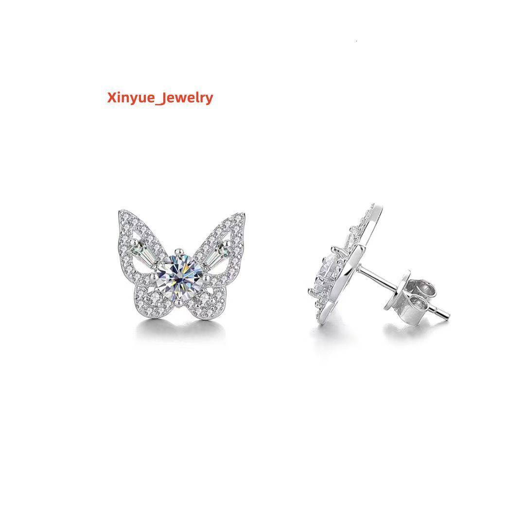 925 Sterling Silver Moissanite Earrings butterfly Style Sweet Romantic Gorgeous Jewelry Gift