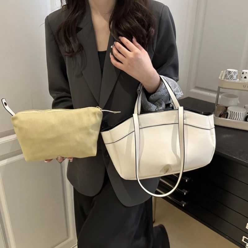 2-pcs Large Capacity Single Shoulder Tote Bags Womens Leather Bag Fashionable and Versatile Casual Commuting Simple HandbagT251121
