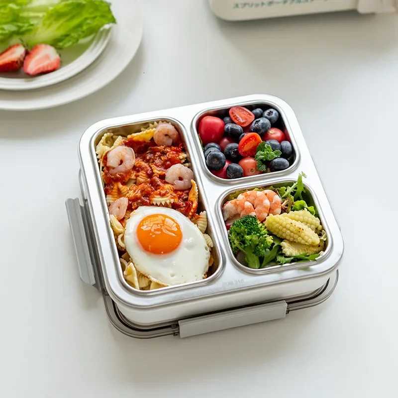 Stainless Steel Lunch Box Antibacterial Portable Large Capacity Divider Food Storage Container Lunch Box Household KitchenwareM251121