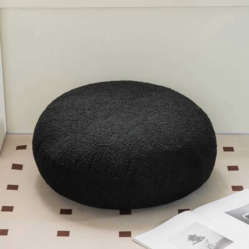 2025 modern solid color comfortable warm household teddy velvet high elastic pp cotton futon bedside cushion round seat cushion C251121