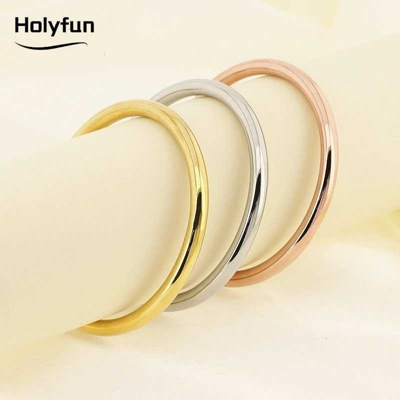Holyfun Waterproof Stainless Steel Cuff Bracelet Bangles for Women Smooth Metal Openable Bracelets Jewelry GiftW251121