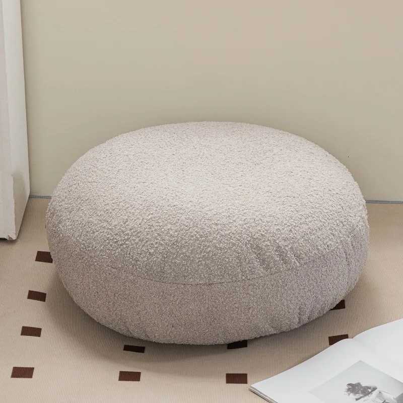 2025 modern solid color comfortable warm household teddy velvet high elastic pp cotton futon bedside cushion round seat cushion C251121
