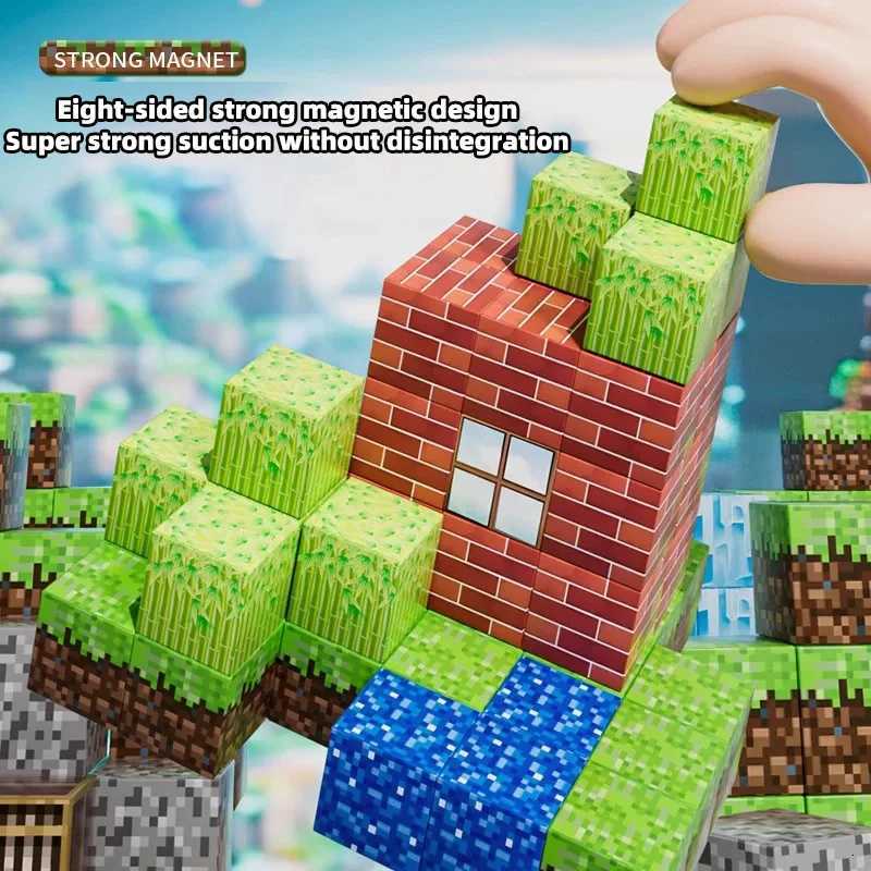 Magnetic building block toy storage box set Childrens DIY assembly toys Table-top play blocks Christmas Thanksgiving Day gift X251121