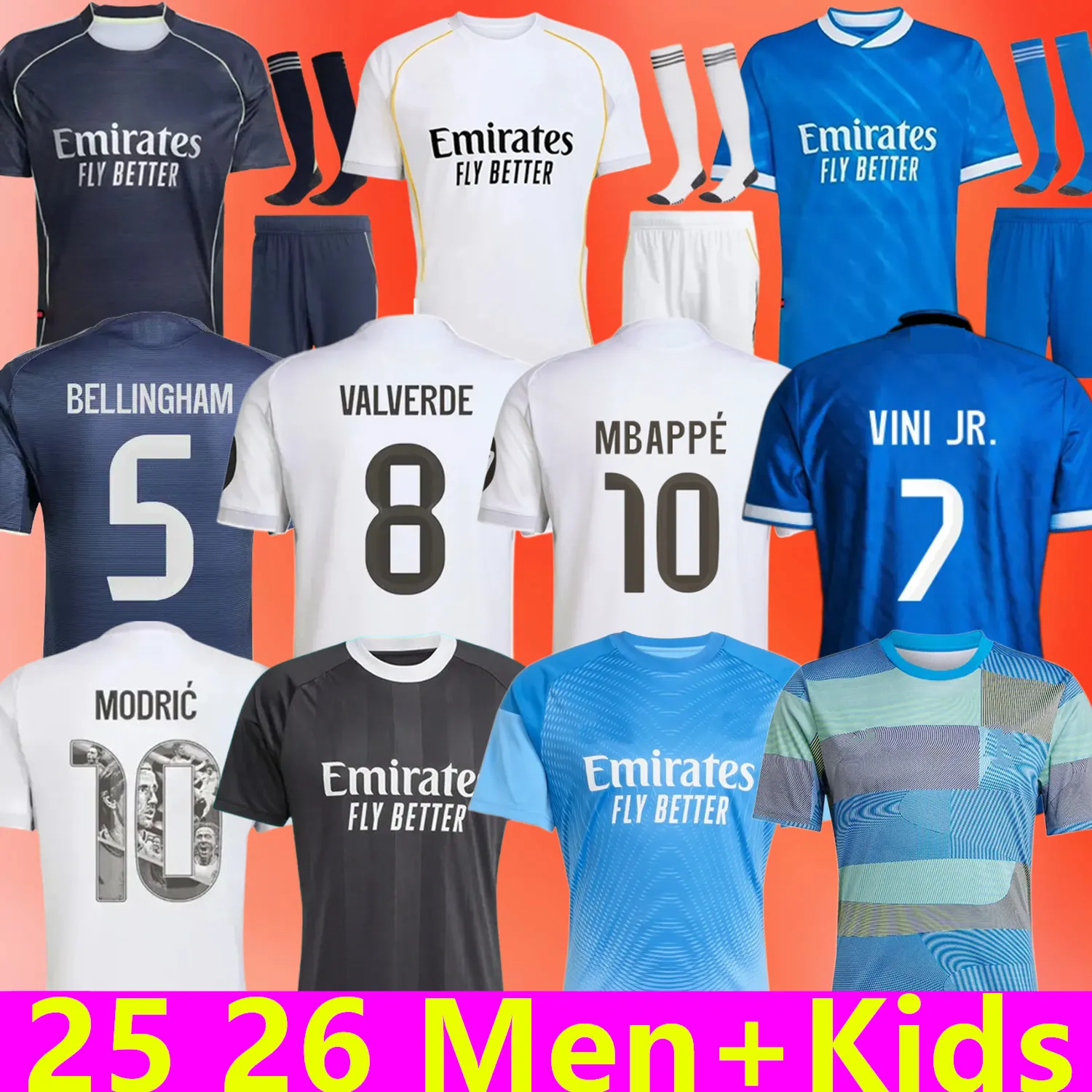 BELLINGHAM VINI JR MBAPPE soccer jerseys 2025-2026 football shirt RODRYGO CAMAVINGA Reals Madrids VALVERDE Arda GuLer away fans player version 3rd men