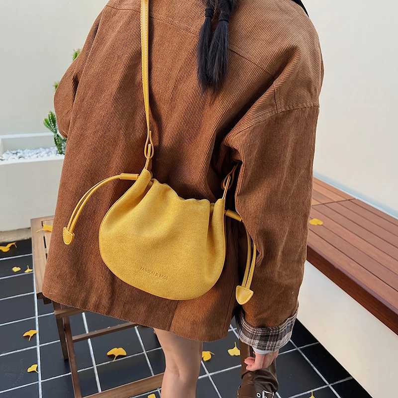 Faux Suede Solid Color Sewing Crossbody Bags Large Capacity Versatile Wens Bags S 2025 New Autumn New Shoder Bag Y251121