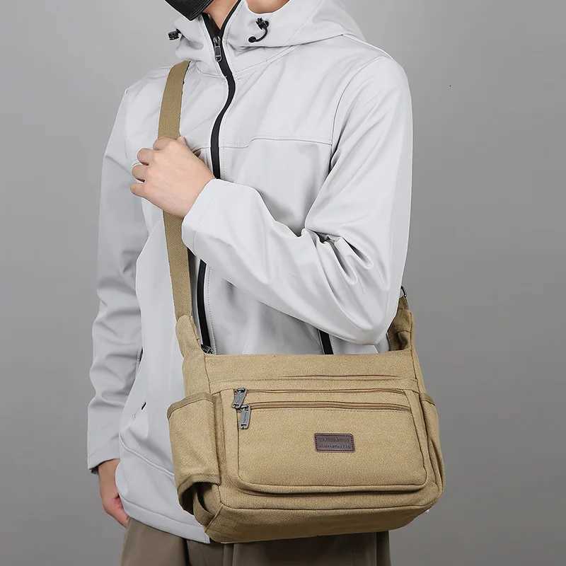 Mens Casual Crossbody Bag Large Capacity Multi Compartment Shoulder Bag Suitable for Daily Outings Travel Commuting EtcT251121