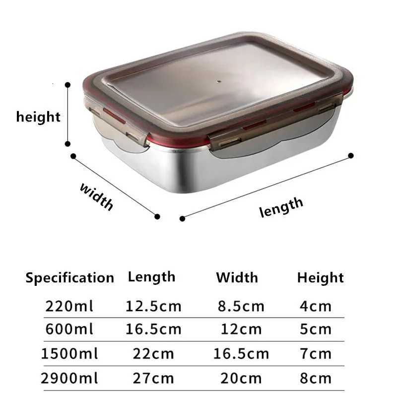 304 Stainless Steel Food Lunch Bento Box Sealed Leakproof Travel Storage Box Household Pickle Box Microwave Heating Lunch boxsM251121