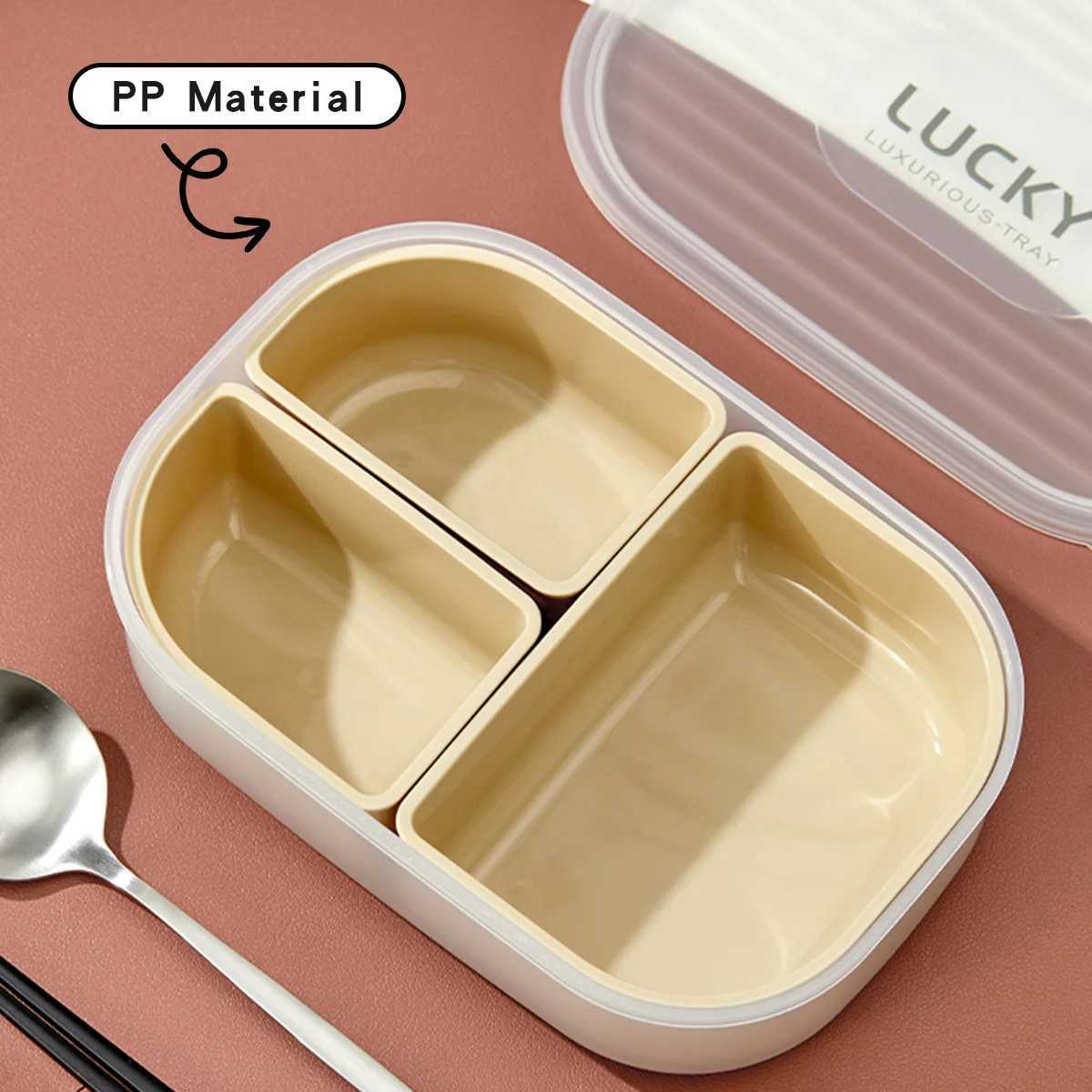 WORTHBUY 3 Grids Microwave Plastic Lunch Box Portable Detachable Fruit Bento Box Stackable Food Container For School OfficeM251121