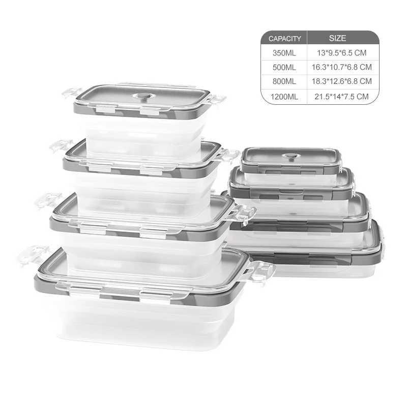 Collapsible Silicone Food Storage Container Leftover Meal box For Kitchen Bento Lunch Boxes Microwave and Freezer SafeM251121