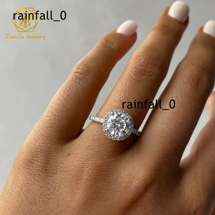 Mossanite Diamond Engagement Rings Woman 9K 10K 14K 18K Yellow Gold Jeweler 1ct Round Moissanite halo Ring