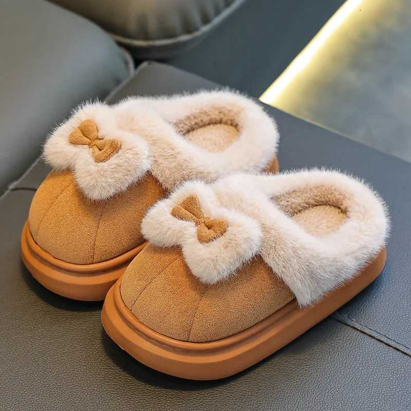 KidsCasual Shoes Ankle Boots Bow Cotton Solid Color Winter Shoes For Girls Anti-slip Warm Pink Beige Shoes Size 17cm-22cmW251121