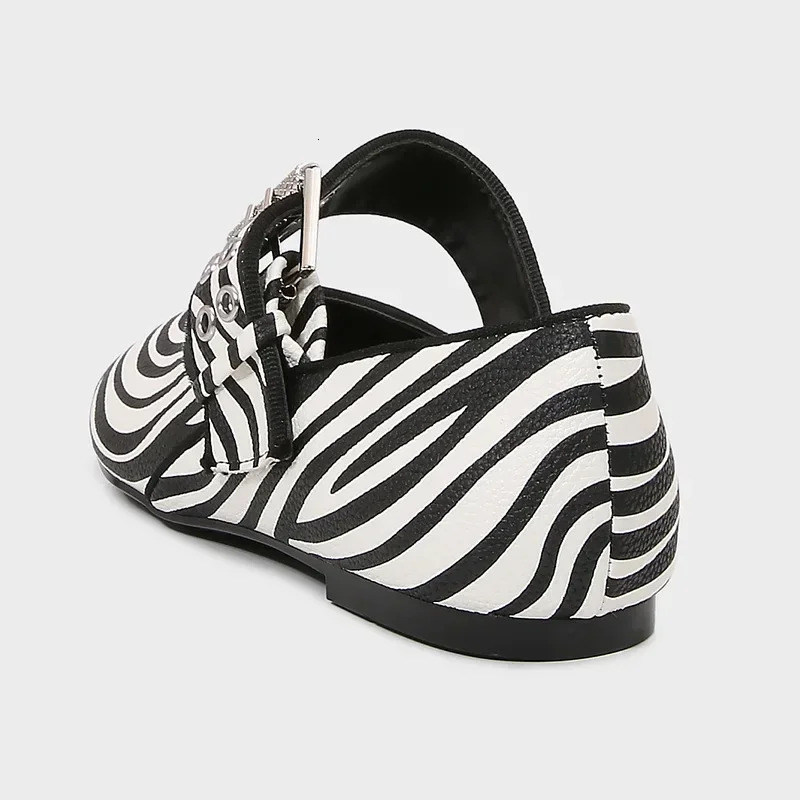 Comfort Zebra Print Mary Jane Shoe Women Fashion Round Toe Wide Strap Metal n Flats Elegant ed Casual Shoes For Ladies 251121