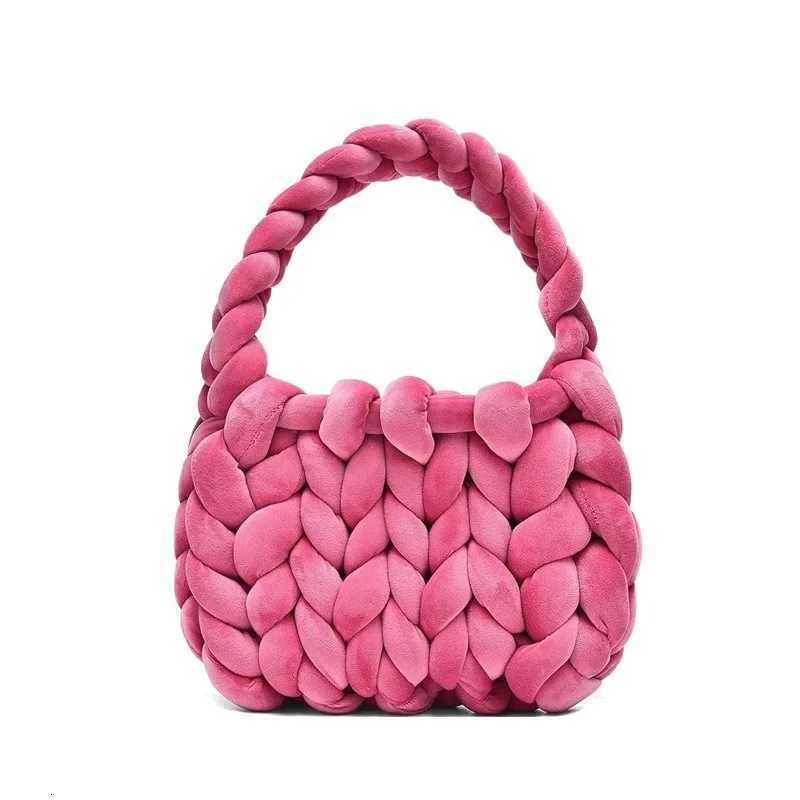Xiaohgshus New Veet Bag DIY Hand Woven Bag Crystal Veet Core Spun Yarn Woven Bag Hand-held Mailman Bag Veet Handbag New Y251121