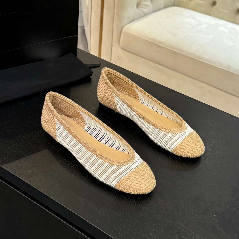 Women Size35-42 Weaving Ballet Flats Genuine Leather Mixed Colors Round Toes Slip On Designer Shoes atillas De Mujer