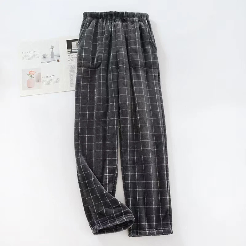 Men Autumn Winter Full Length Pajama Pants Thicken Flannel Sleep Bottom Casual Soft Warm Homewear Plus Velvet Loose Pyjama Pant 251111