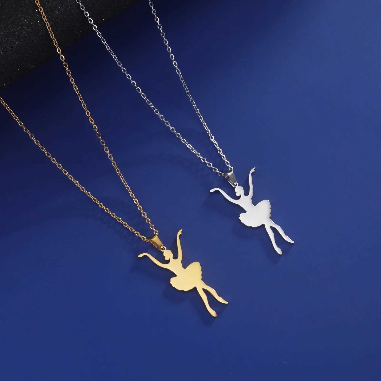 Skyrim Dancing Girl Ballerina Dancer Ballet Pendant Necklace for Women Stainless Steel Neck Chains Aesthetic Jewelry Gift New InXJ251121