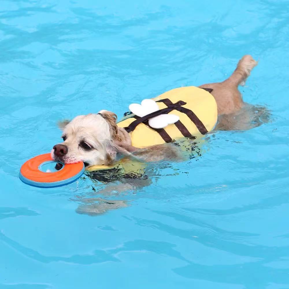T0037Bee Wings Pet Cat Dog Raincoat Safety Swimwear Life Jacket