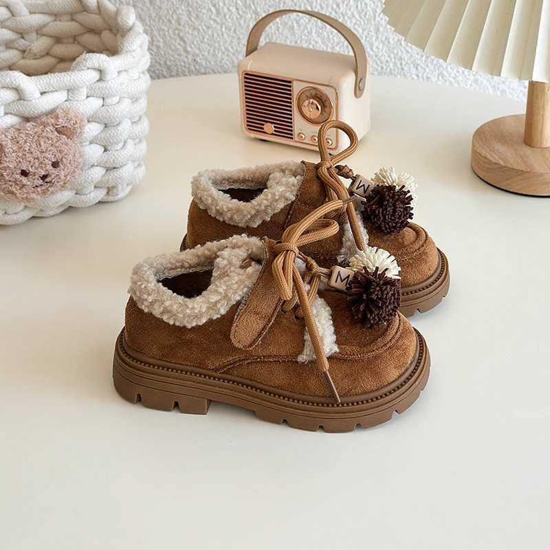 2025 Winter New Childrens Fashion Teddy Hair Snow Boots Girls Boys Thick Velvet Warm Shoes Boys Girls School BootsW251121