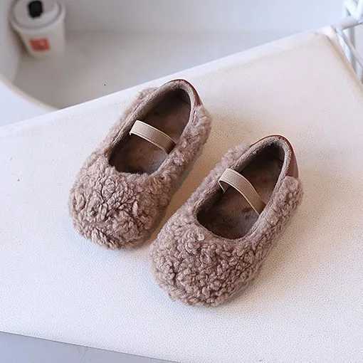 Winter New Children Flat Shoes Fur Cover Toe Light Warm Kids Casual Shoe 2024 Plush Warm Non-slip Leisure Comfy Boys Girls ShoeW251121