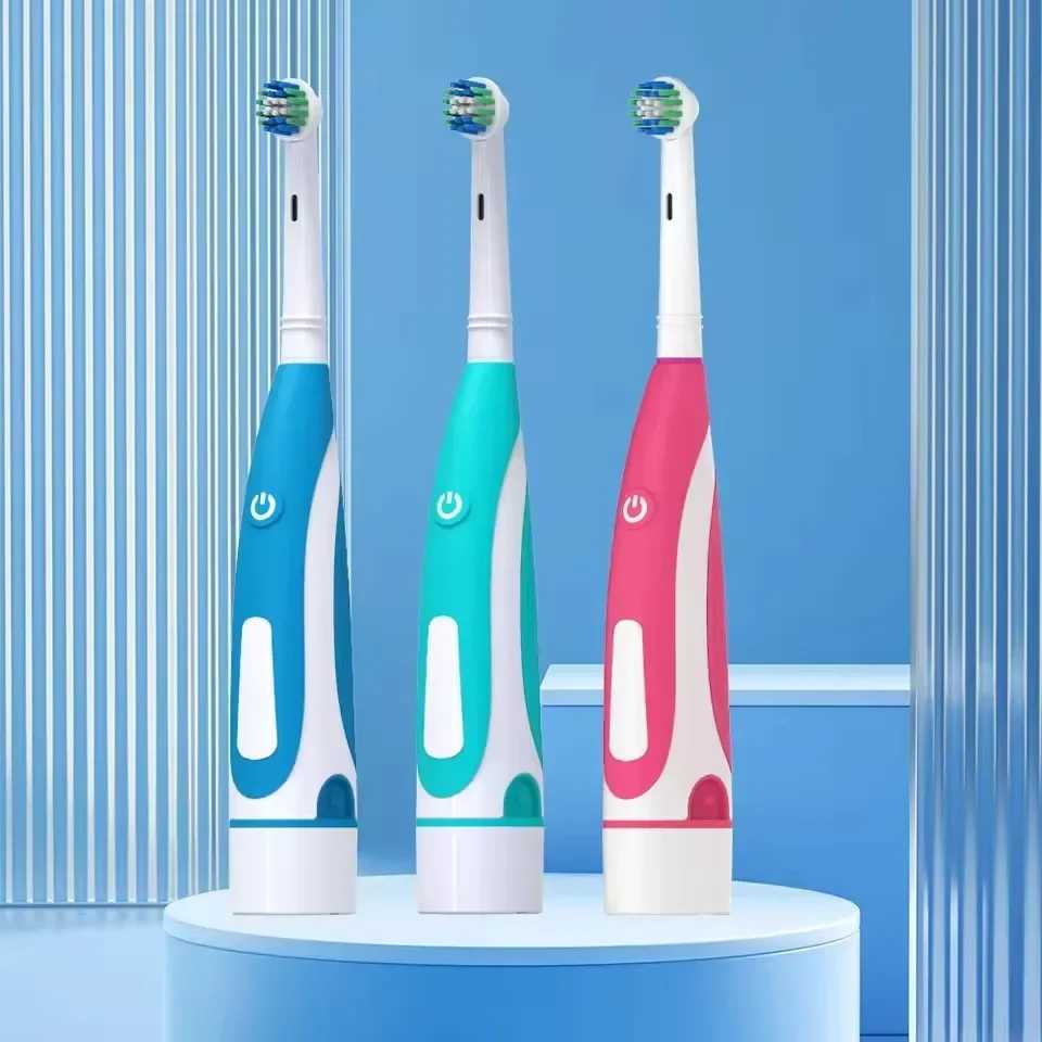 Sonic Electric Toothbrush Rounded 3D Vibrate Teeth Brush Rotation Gum Care Soft Bristle Heads Battery Power Teeth Whitening C251121