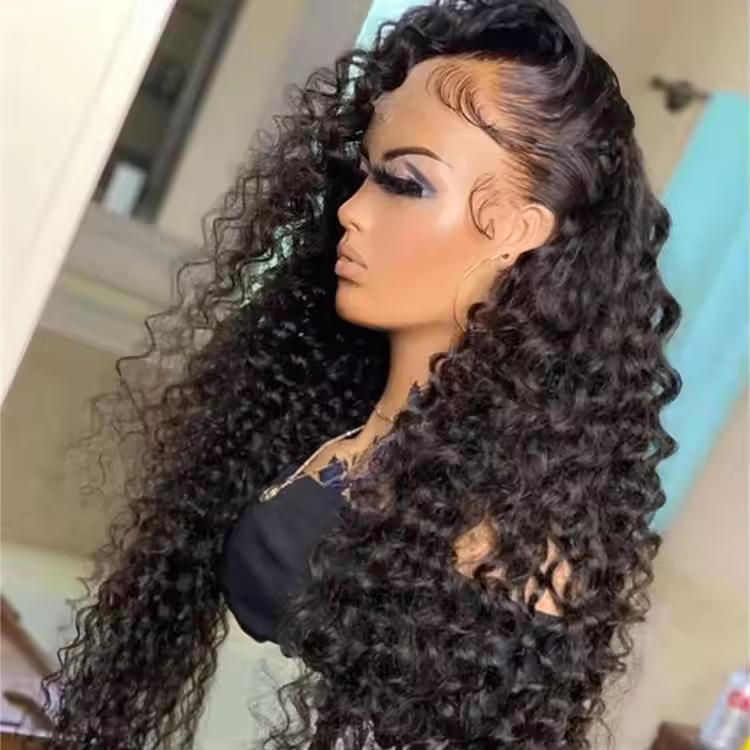 ViBESHiFT 16-34 inch Water Wave Wigs Raw Human Hair 13*4 Transparent Lace Front Wigs 12A Brazilian Virgin Hair 200% Density Frontal wigs