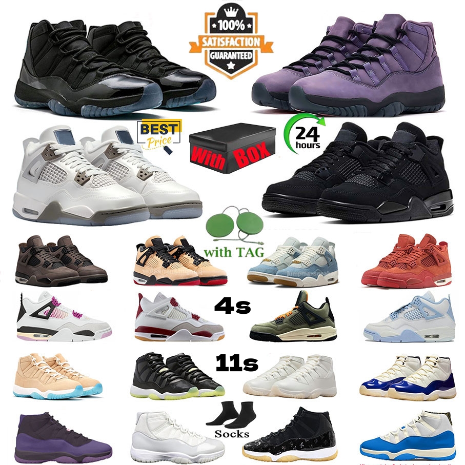 with box Designer 4s 11s Basketball shoes 11 4 285 Mojave Inner Beast H-Town Pearl Gamma Blue cool grey Black cat Blue Chill Comic Cozy Girl Man Woman Trainers sport shoes