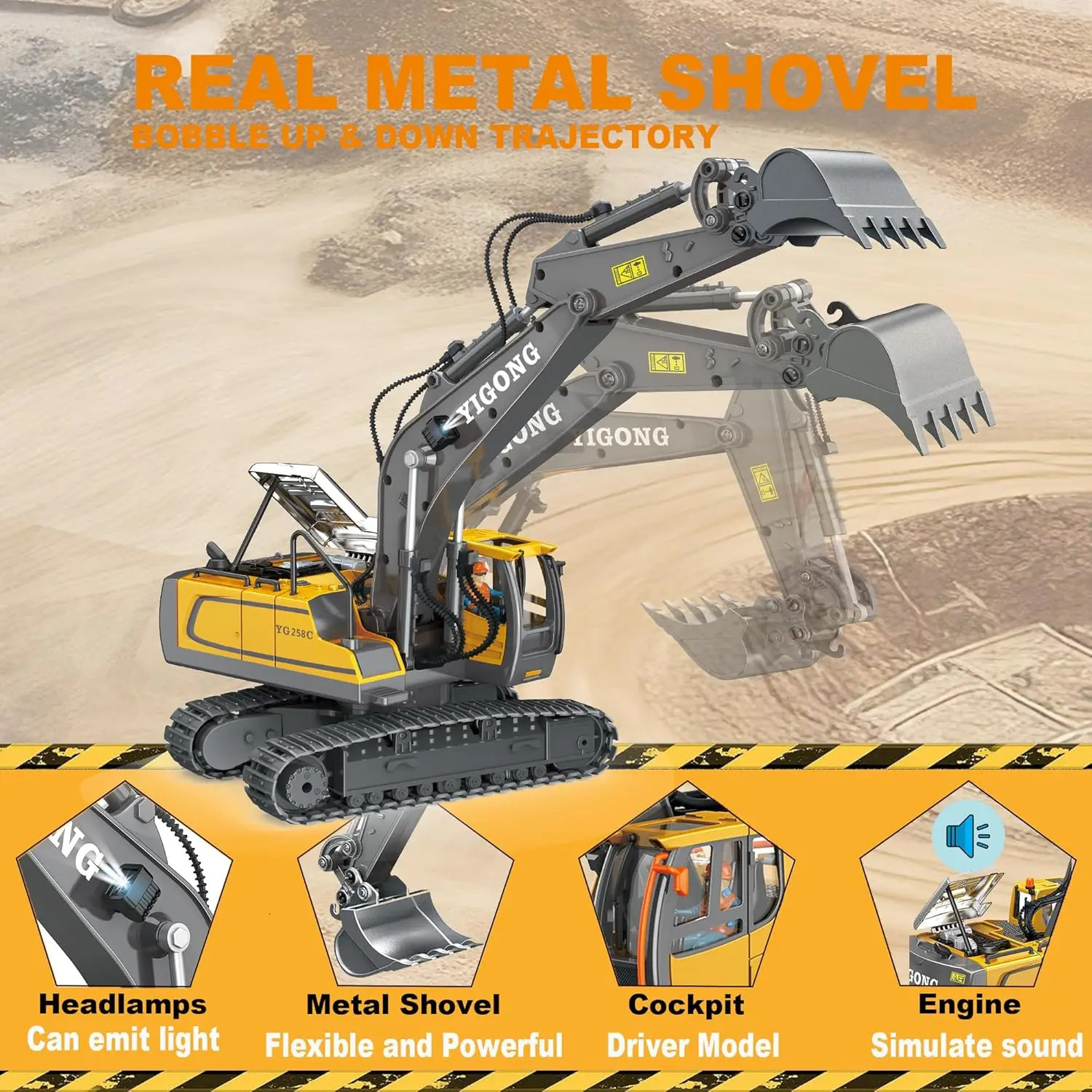 4WD Remote Control Excavator Toy Radio Controlled RC Dump Truck Vehicle Crawler Bulldozer Construction Car Gifts for Kids Boys 251121