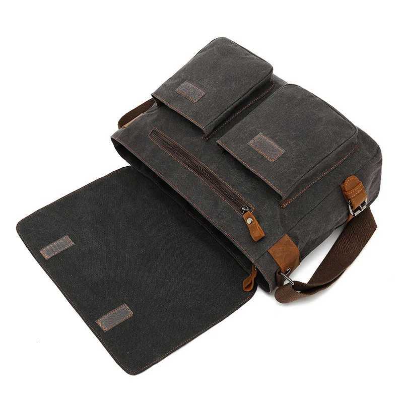 Fashion Scie Mens Vintage Canvas Messenger Bag Man Shoder Side Leather Sahel Bag Husband Briefcase Laptop Travel Cycling BagsK094 Y251121
