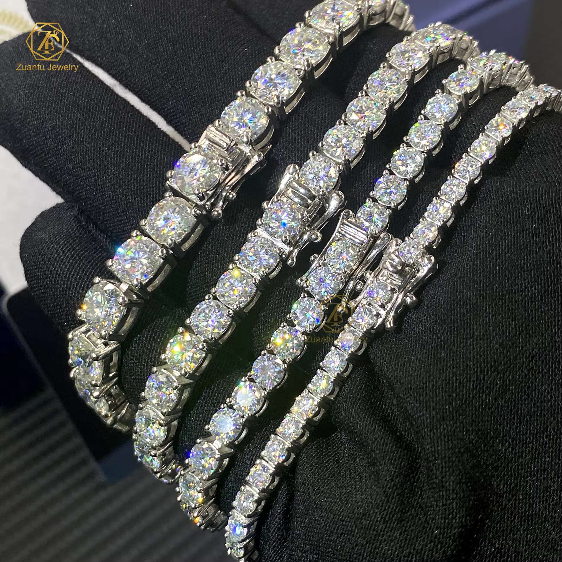 Most Popular Solid 925 Silver Women Fine Jewelry Bracelet 4mm 5mm IGI Certified Lab Created Diamond Tennis Bracelet Chains