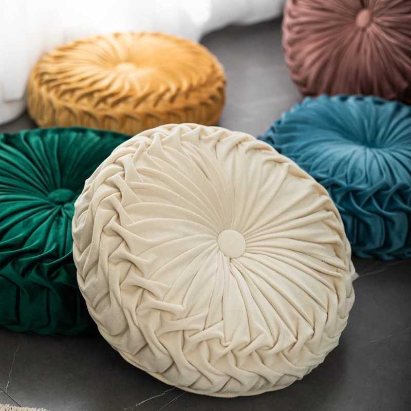 Solid Color Pumpkin Sofa Hand Sewn Dutch Velvet Chair Waist Cushion Light Luxury Decor Throw C251121