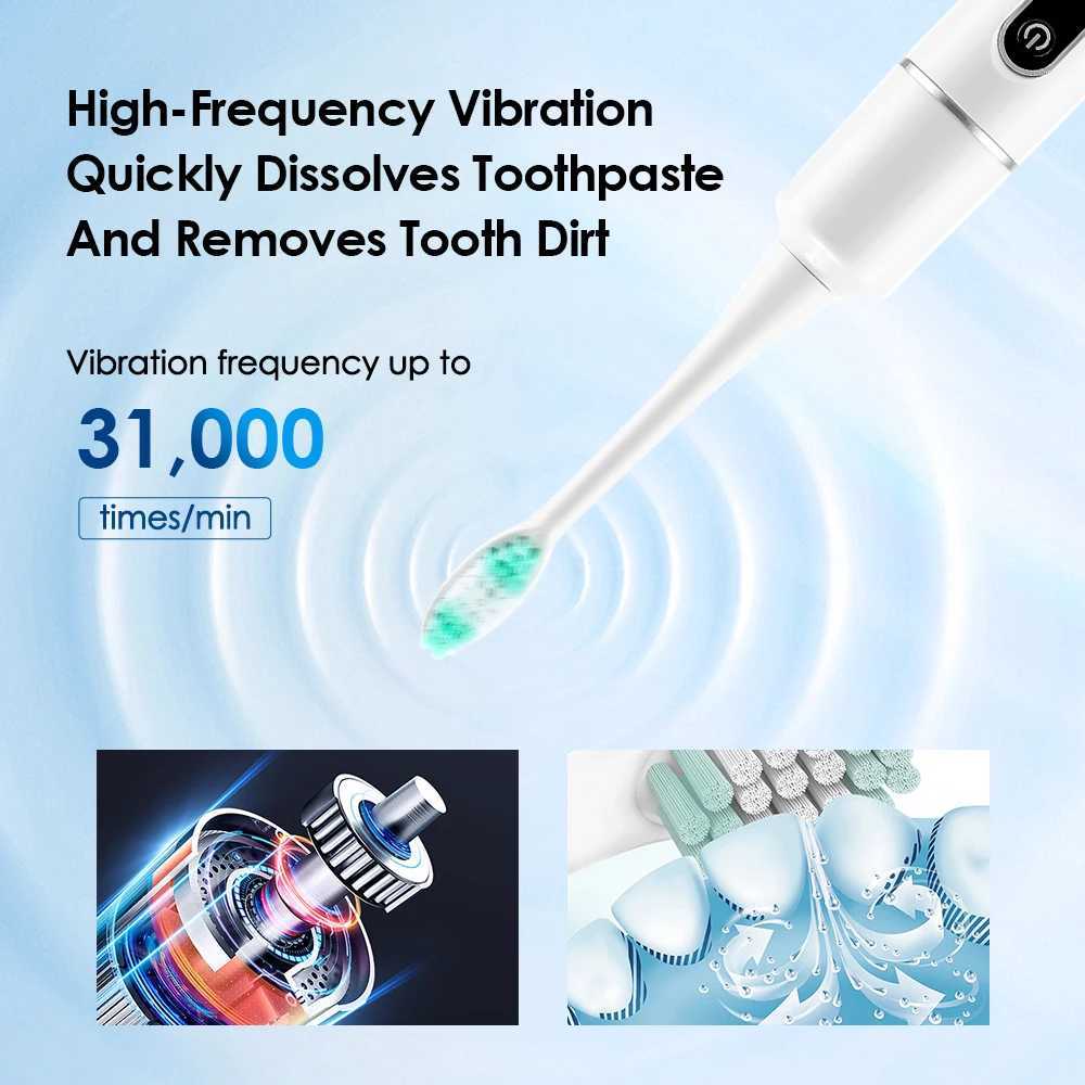 Electric Toothbrush 6 Brush Heads Sonic Electric Toothbrush with 31000VPM Deep Clean 6 Modes Waterproof Rechargeable for Adults C251121