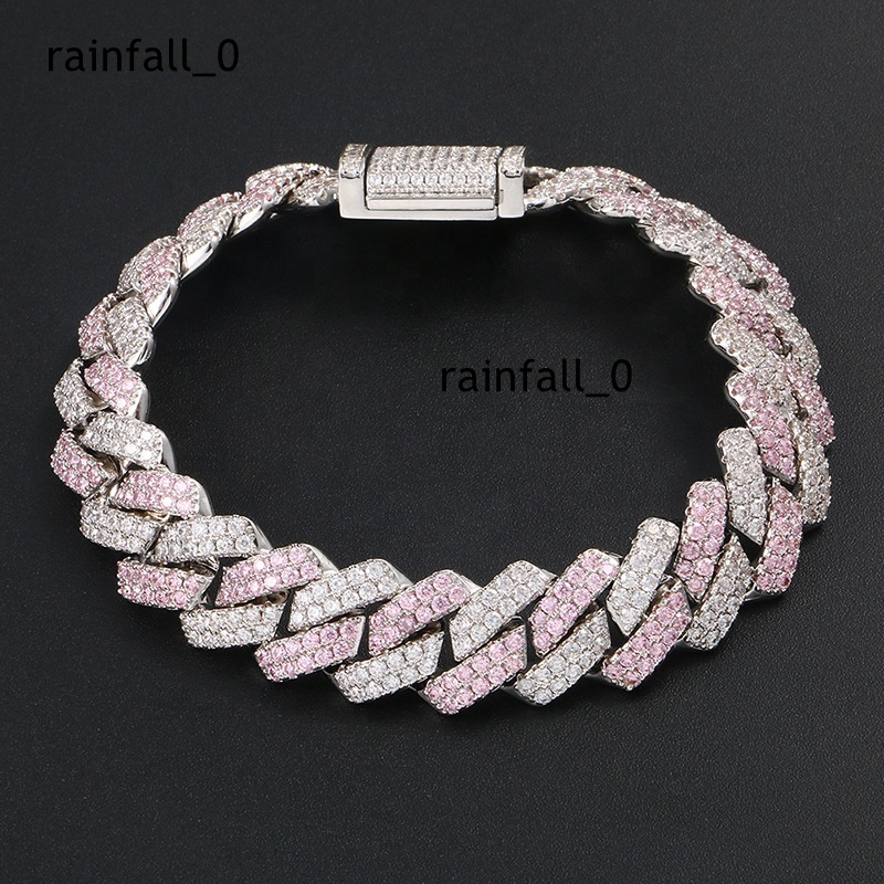 Hip Hop Jewelry 925 Sterling Silver 10mm Moissanite Iced Out Moissanite Cuban Link Chain Bracelet