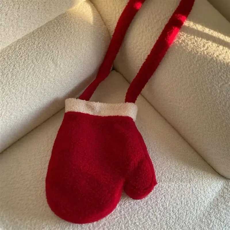 Christmas Gloves Shoder Large Capacity Bag Plush Winter Crossbody Bag Wen Red Small Phe Purse Y251121