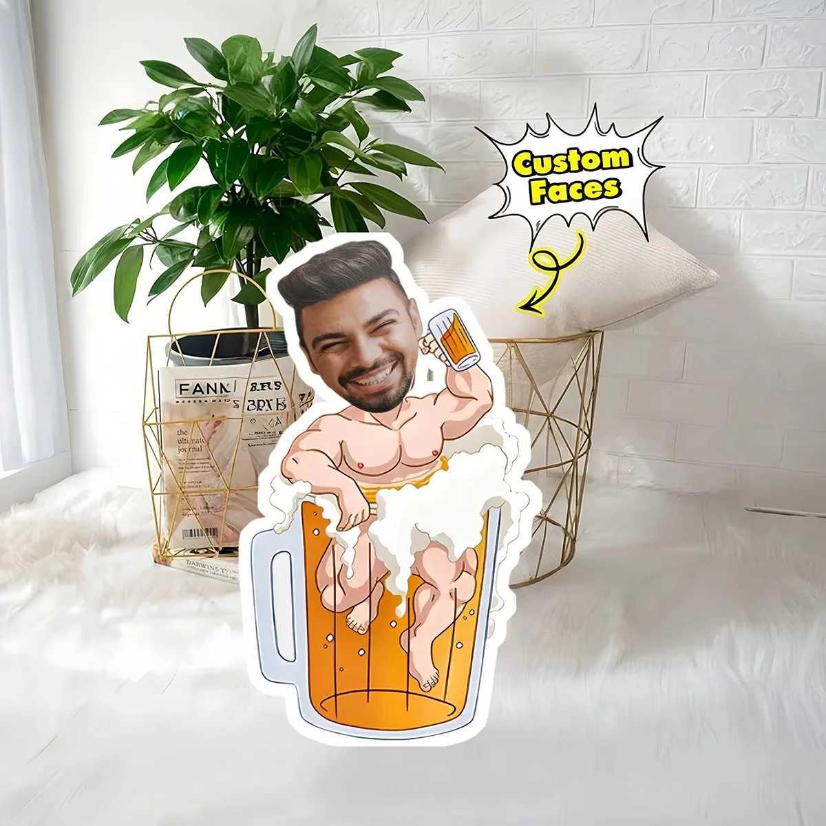 A customizable photo beer shaped fun face and personzed pet cushion suitable for Christmas Thanksgiving Valentines C251121