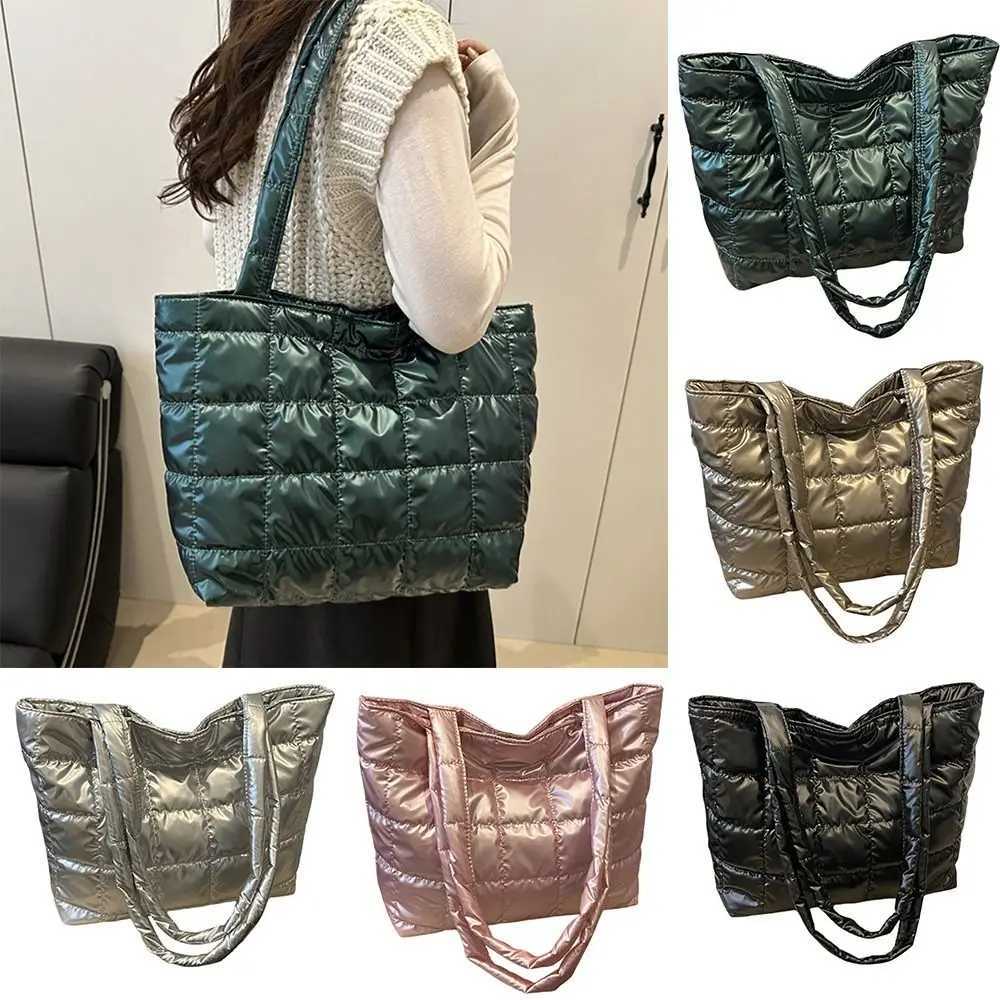 Fi Solid Color Shoder Bags Large Capacity Down Cott Padded Quilted Tote Bag Underarm Bags Winter Y251121