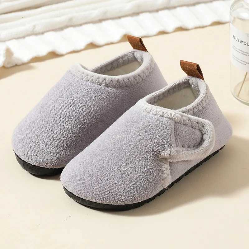 Autumn Winter Indoor Kids Shoes Anti Slip Soft Sole Children Floor Shoes Boys Girls Plush Warm Cotton Slipper Solid Home ShoesW251121